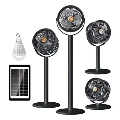 A02V-Solar Panel Powered USB Rechargeable Fan Portable 5 Wind Speeds 4 Adjustable Heights Floor Fan Table Fan For Outdoor