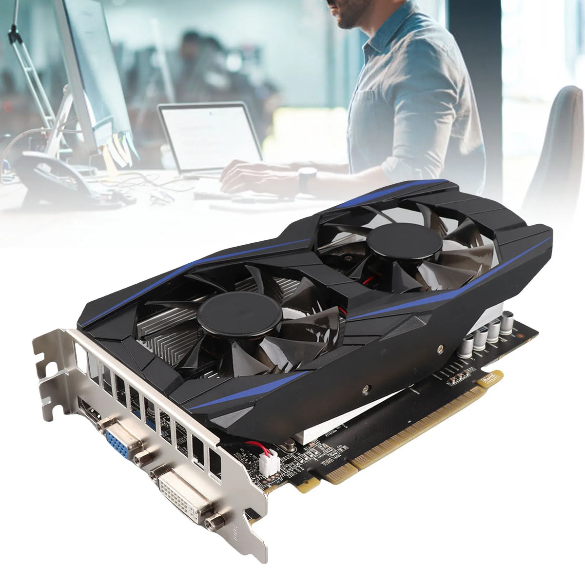 Computer Graphics Card 4GB Graphics Card Lower Working Temperature High Efficiency Low Noise ABS for Dual Fan Desktop Computer