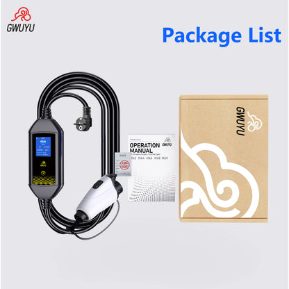 Portable EV Charger 3.5KW AC EV Charging Station Type2 J1772 GBT Portable EV Charging Pile with 2.8 Inch LCD Screen APP Control