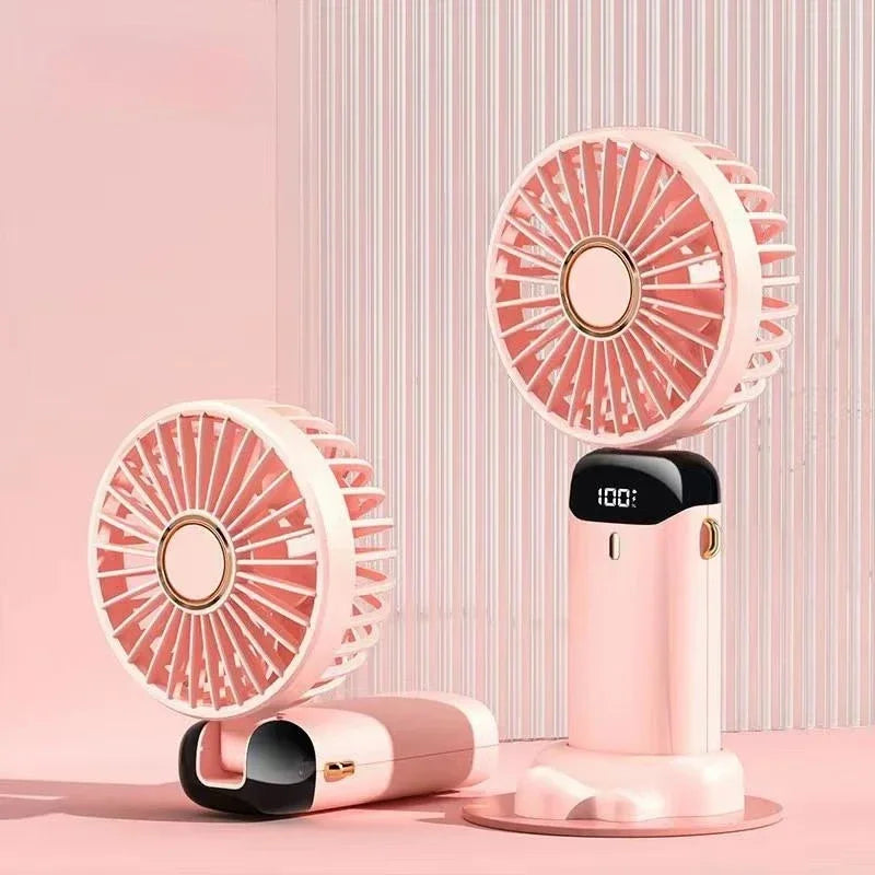 Portable Handheld Personal Rechargeable Fan LED Digital Display 90°Adjustable  Rechargeable Fan , 5 Speed Wind Mini Aromatherapy
