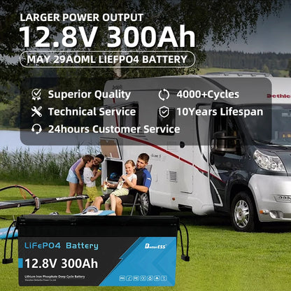 New 12V 24V 100Ah 200Ah 300Ah 400Ah LiFePo4 Battery Pack Lithium Iron Phosphate Batteries for Solar Energy Storage System RVHome