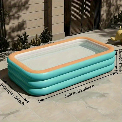 Inflatable Pool for Outdoor Water Parties Adult & Children's Swimming Pool, Rectangular Foldable Pool for Backyard Entertainment