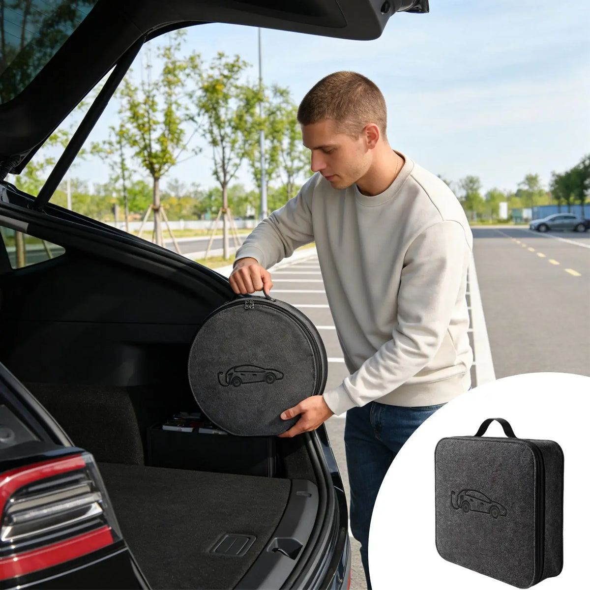 EV Cable Bags Weathproof Felt Charging Cord Electric Car Charger Case Adapters Tools automobile EV Charging Jumper Storage Bag