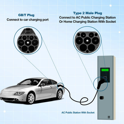 EV Charging Cable Type2 to GB/T EV Cable 3.6/7.2/11KW 1P/3P for GBT EV Car Charging On Type 2 Public Socket EVSE Charger Station