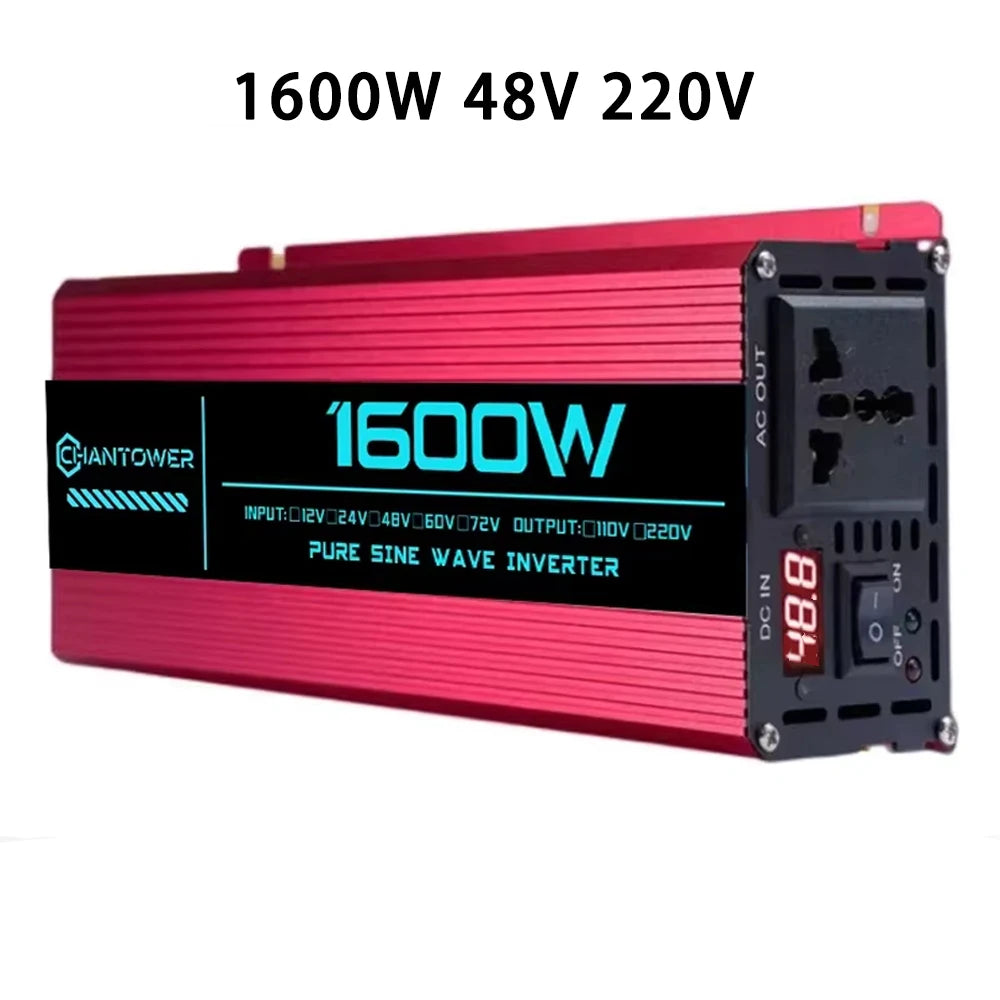 Pure Sine Wave Inverter DC 48V/72V to AC 220V 1000W 1600W 3000W 4000W 5000W 6000W LCD Display Power Converter Car Solar Inverter