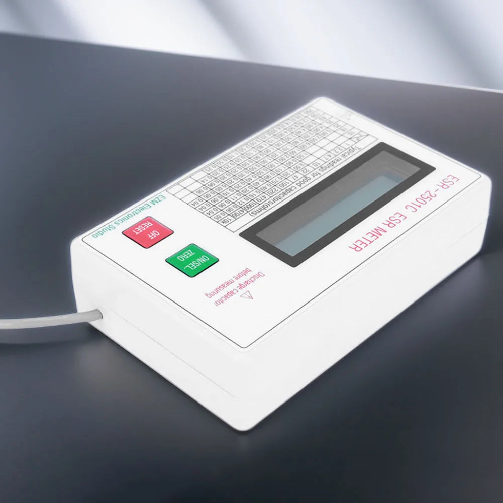 Capacitor ESR DCR Tester Circuit Tester Electrical Testing Meter W/ Test Leads Clip Battery Smart Shutdown Function