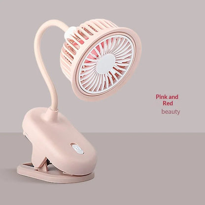 USB Rechargeable Clip on Small Fan 360° Adjustable Battery Powered Mini Fan Strong Wind Flexible Neck Desktop Stroller Quiet Fan