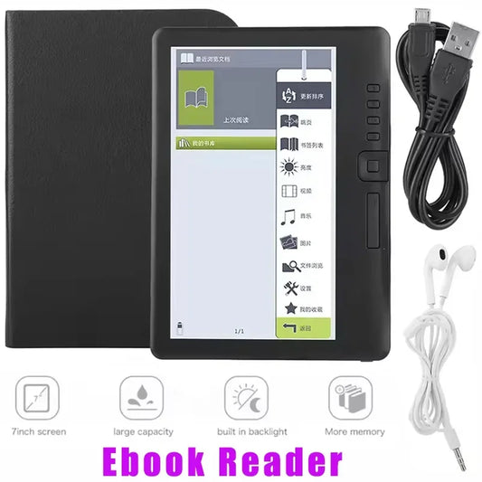 4/8/10GB Portable 7inch Ebook Reader Colorful Screen Supports Memory Card Digital Book Read E‑book Read E‑book Readers