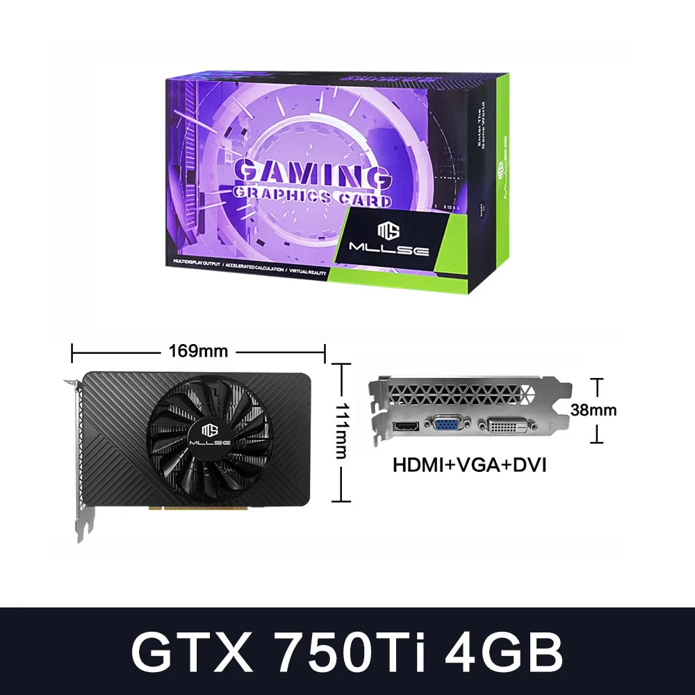 MLLSE GTX 750Ti 4GB Graphics Card GDDR5 128Bit DVI VGA PCI-E 3.0 Geforce GPU Gtx 750 8gb Gaming Video Card Placa De Video