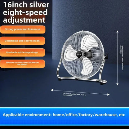 Rechargeable High Power Industrial Floor Fan Strong Wind Portable Electric Fan For Factory Workshop