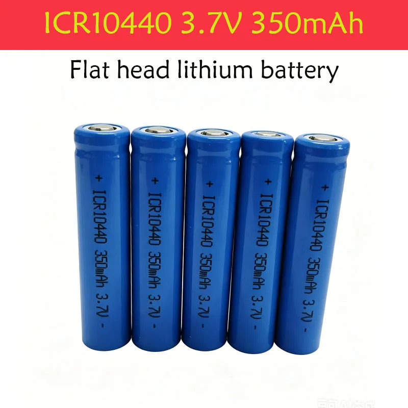 3.7V 350mAh ICR10440 Lithium Ion Battery - Button Top, Reusable & Long-Lasting for Flashlights, Headlamps， Pen Light