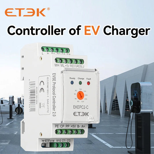 ETEK Evse Controller/RCMU/LCD/DLB CT, Electronic Protocol EPC Chontroller EV Charger Station Cable Socket 32A AC 240V EKEPC2
