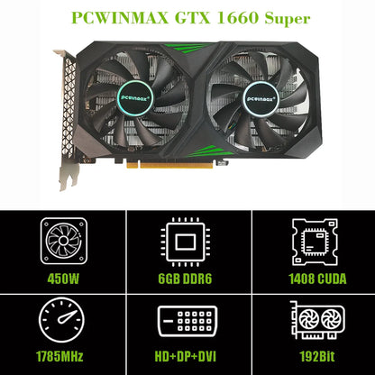 PCWINMAX New GeForce GTX 1660 Super 6GB Graphics Cards GDRR6 192Bit PCIE 3.0X16 Computer Gaming Gpu 1660S Video Card