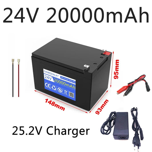 New 24V 20Ah LiFePo4 Lithium Battery 18650 Electric Vehicle Lithium Battery Pack Built-in BMS 30A High Current