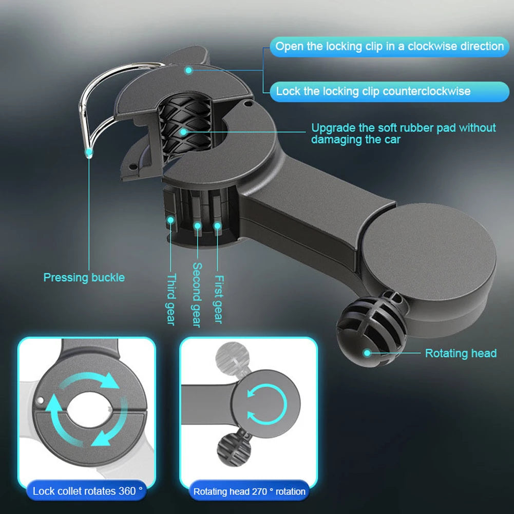 12V/24V Car Powerful Fan USB Charging Auto Headrest Ventilation Fan 360 Degree Rotation Electric Car Cooling Fan for Vehicle SUV