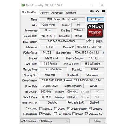 SOYO AMD Radeon R7 350 4GB Graphics Card DDR5 Memory 128Bit HDMI-compatible VGA DVI Video Card for Desktop Computer Components