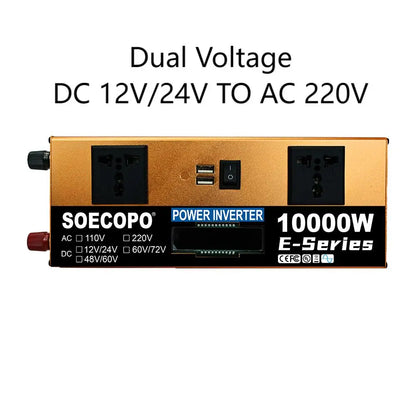 10000W Power Inverter 12V24V/48V/60V/60V72V 220V Run Refrigerator/Washing Machine with 2 AC Outlets for Solar System, Workshops