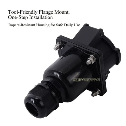 SAE J1772 Type 1 EV Charger Inlet Socket 16A/32A/48A 240V AC EV Charging Port Flange Mount Electric Vehicle Charging Receptacle