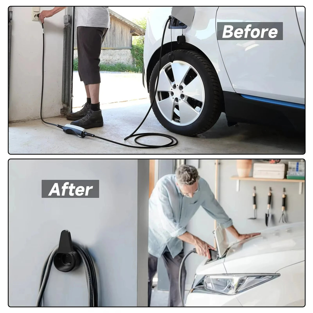 Type 2 EV Charger Holder EV Charger Plug Holder Stand Wallbox Socket Electric Car Charging  Gun Cable Wall Mount Bracket