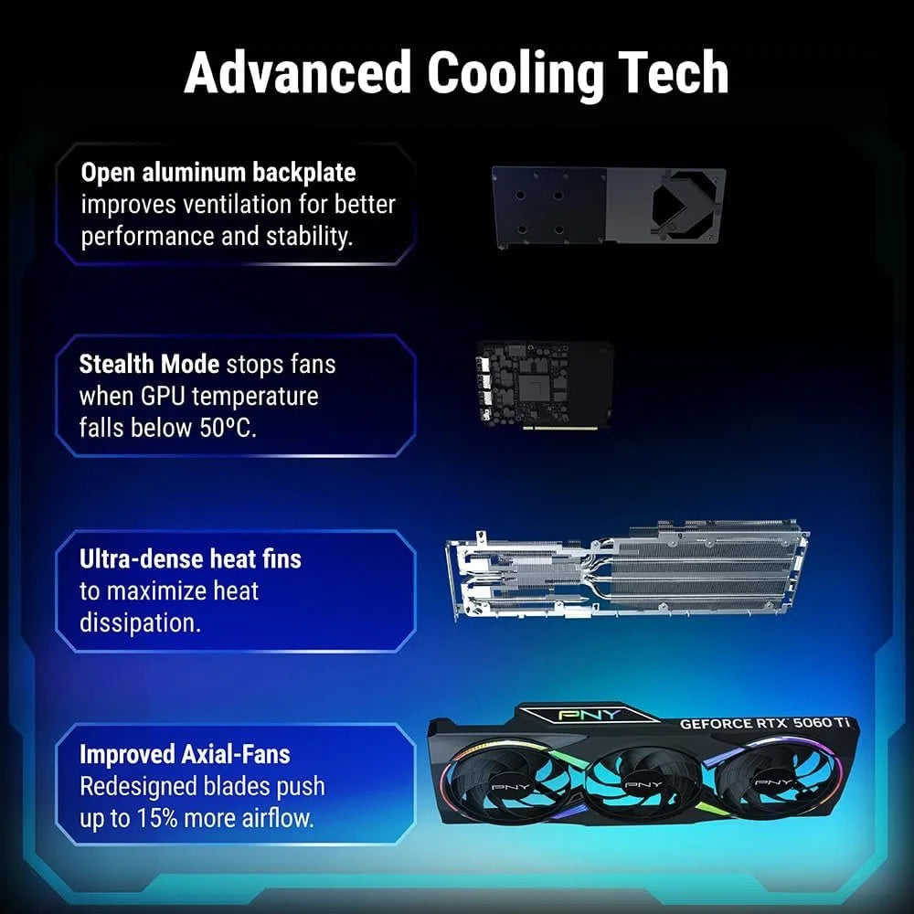 GeForce RTX 5060 Ti 8GB GDDR7 2692MHz Boost Triple Fan ARGB OC SFF Graphics Card PCIe 5.0 HDMI DP