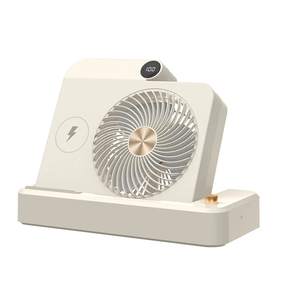 New Multifunctional Mobile Phone Charging Fan Household/Car Desktop Fan USB Rechargeable Electric Fan Digital Display JMF-13