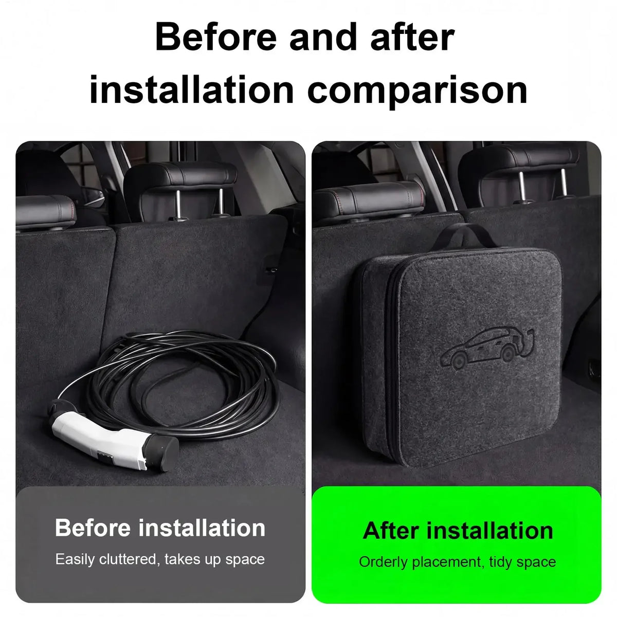 New Energy Vehicle Charging Gun Storage Bag Portable EV Charger Cable Bag Waterproof Auto EV Charging Jumper Storage Bag