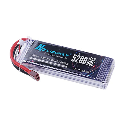 2S/3S/4S/6S 7.4v 11.1v 14.8v 22.2v 5200mah Lipo Battery 60C For RC Toys Car Truck Boats Drone Helicopter Parts With XT60 T Deans