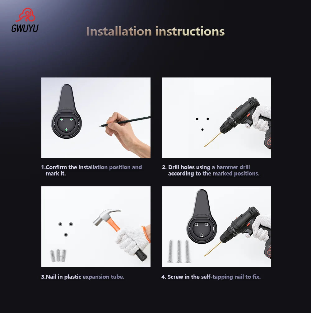 GWUYU EV Charger Plug Holder for Electric Vehicle Type2 Charging Cable Organizer Plug Stand Extra Protection Wallmounted