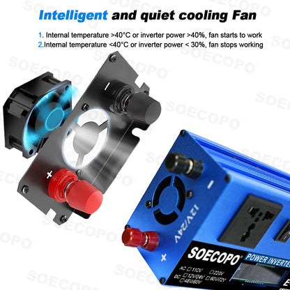 6000W-10000W Car Inverter 12V 24V to 110V 60Hz Voltage Converter Power Inverter with USB Charger for Home Solar System Generator
