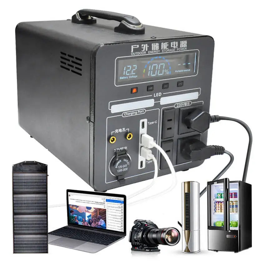 Solar Generator 1000W 700Wh LiFePO4 Power Station with MPPT and Flashlight Pure Sine Wave 110V 220V for Home Camping Portable