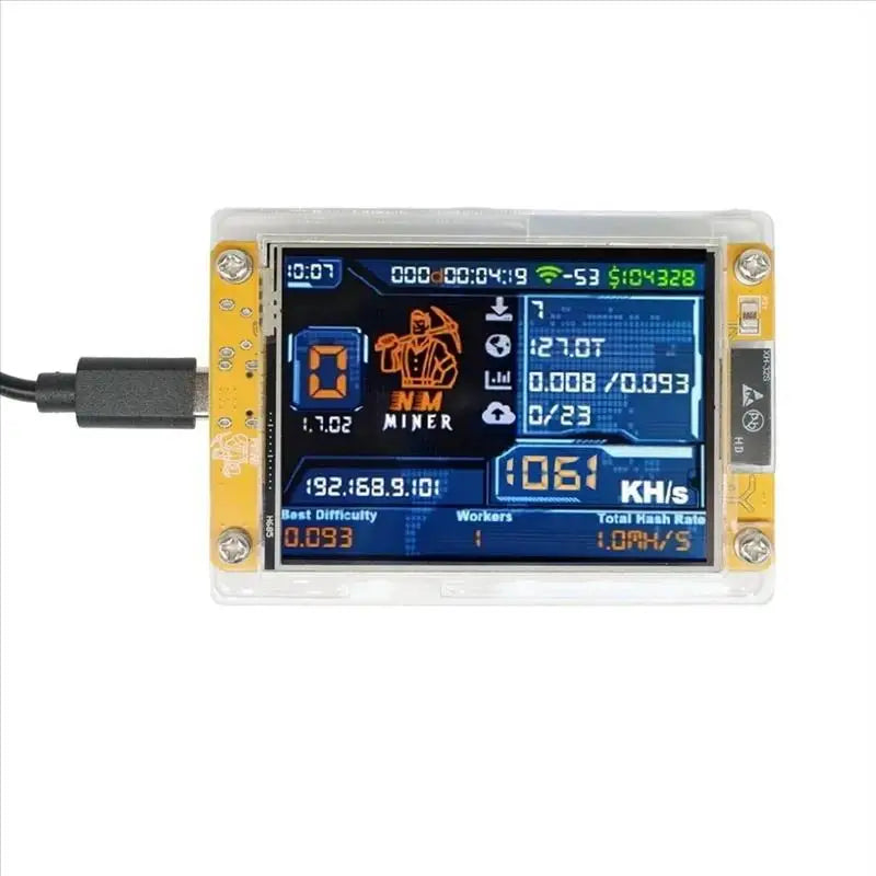 New-1Pc Nerdminer 1060KH/S NMMiner Upgraded Hashrate 2.8 Inch Smart Display Bitcoin Crypto Solo Lottery Miner Nerdminer