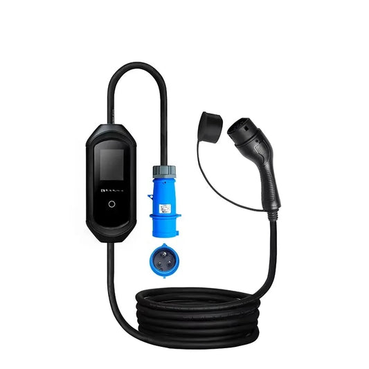 Custom Portable IEC 62196 2.8 LCD Lithium Battery EV Charger Smart EV Charger 250V Max 4.5M type 2 ports