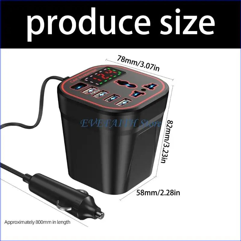 124B Versatile Portable 200W Auto Inverter Transforms 12V 24V Into 220V For Travel And Camping Road Trips And Emergencies