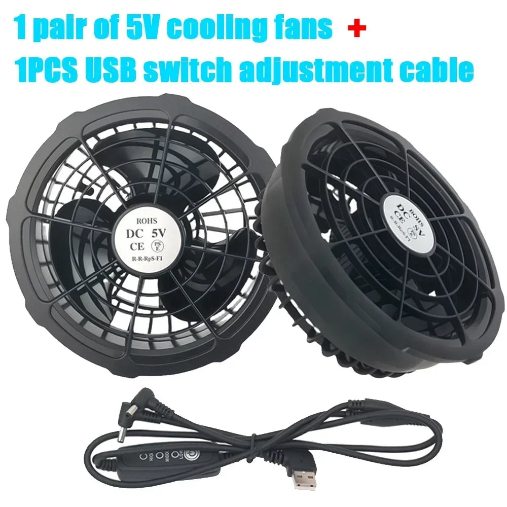 5/12V Cooling Fan Fo Air Conditioner Vest Air Conditioning Clothing Wearable 5V Cool Fan for High Temperature Work Fishing Vest