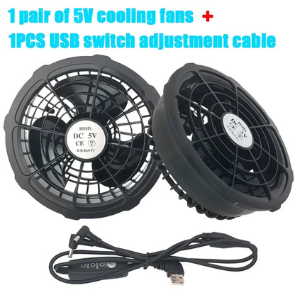 5/12V Cooling Fan Fo Air Conditioner Vest Air Conditioning Clothing Wearable 5V Cool Fan for High Temperature Work Fishing Vest