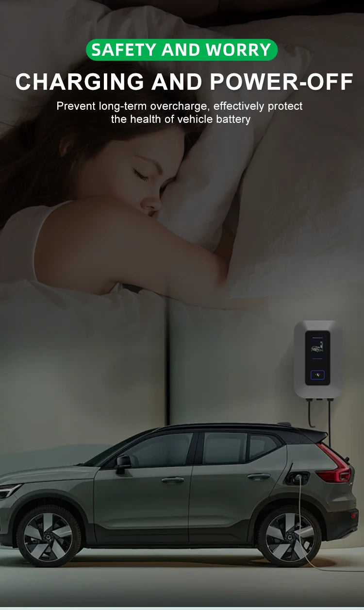 32A EV Charging Station 22KW 3Phase Electric Vehicle Charger Type2 EVSE Wallbox IEC62196-2 EV Charge Type 2 with 5M Cable