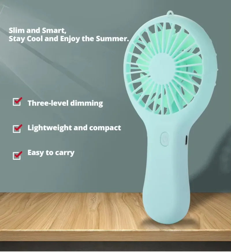 5pcs Portable Rechargeable Electric USB Charger Battery Handheld Mini Fan 3 Speed Lightweight with Data Cable Air Cooling Fans