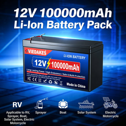12V 200Ah LiFePO4 Lithium Battery, Deep 4000+Cycle Built-in BMS for Camping Power Supply, Boat, Spray, E-Wheel, Fish Finder☽