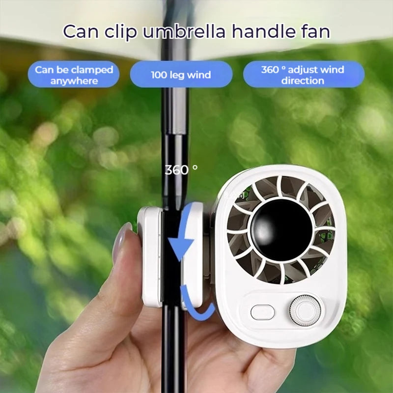 Portable Car Clip Fan 360° Rotatable 100 Speed Wind 12V USB Rechargeable Electric Fan Low Noise Mini Fan Clamp Anywhere