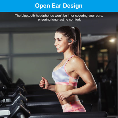 Open Ear Headset Bluetooth V5.4 Wireless Headphones with Noise Cancelling Mic for Office Meeting Running Cycling Driving (Black)