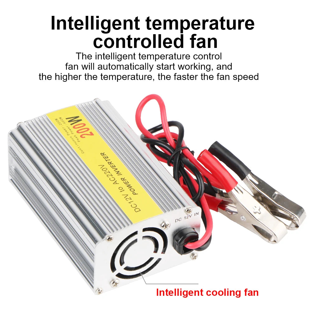 Solar Inverter DC 12V To AC 220V Household Storage Battery Converter Power Adapter AC Socket and USB Charger Car Inverter 200W