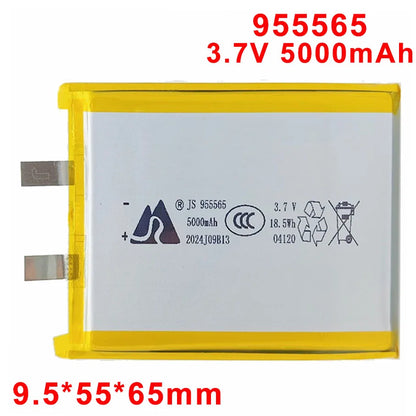 955565 Lithium Polymer Battery 3.7V 5000mAh Rechargeable Lipo Batteries for Mobile Power GPS Locator Camera Tablet PC DVD