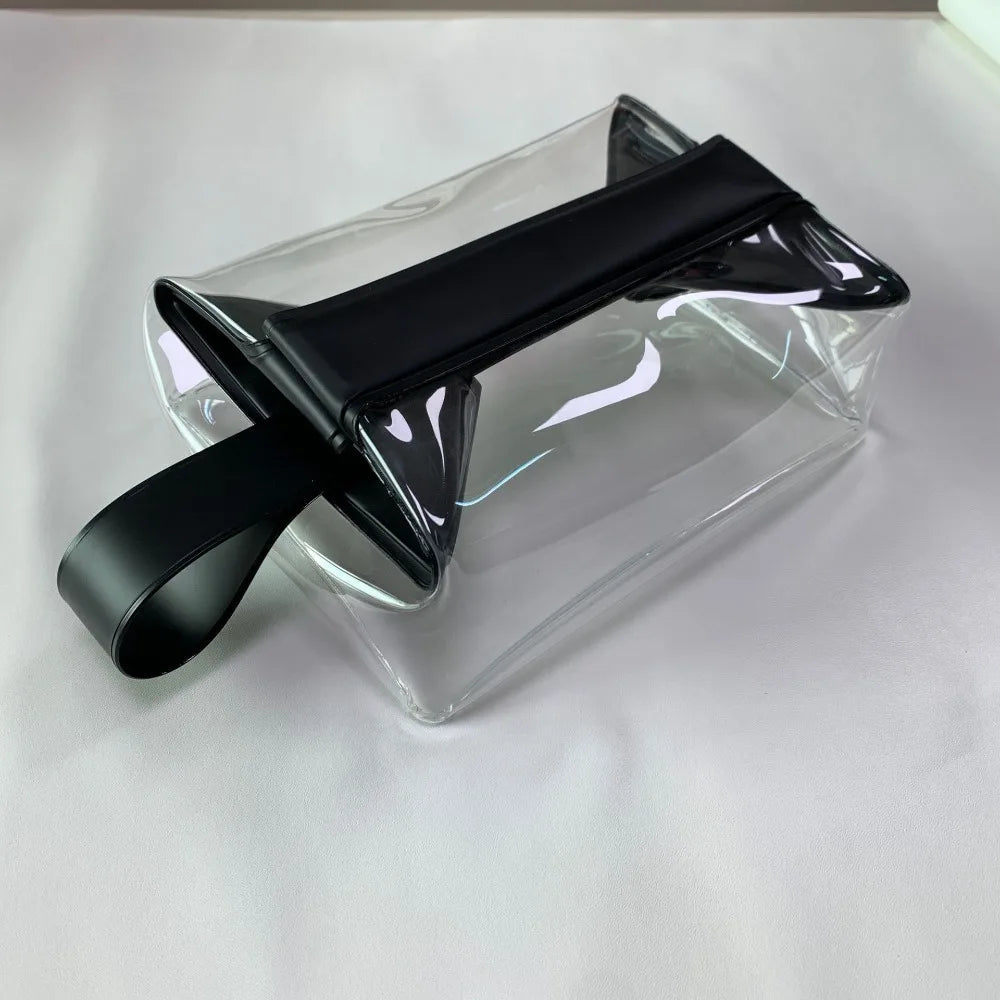 Clear Toiletry Bags with Magnetic Closure Leak-proof Makeup Bag Large Capacity PVC Cosmetic Pouch for Women Men Traveling