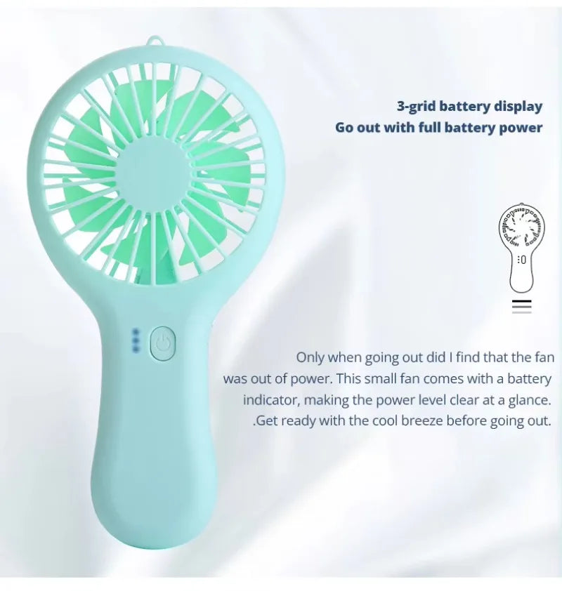 5pcs Portable Rechargeable Electric USB Charger Battery Handheld Mini Fan 3 Speed Lightweight with Data Cable Air Cooling Fans