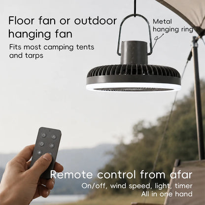 Outdoor Camping Rechargeable Fan Wireless Ceiling Electric Fan LED Light 10000mAh Emergency Charging Desktop Portable Fan Tripod
