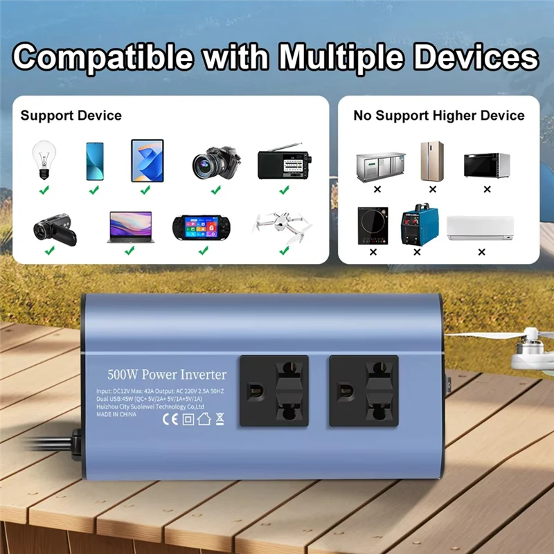 A69E500W Modified Wave Inverter 12V/24V To 220V Car Inverter Converter Modified Wave Inverter Portable Automotive Charger Invert