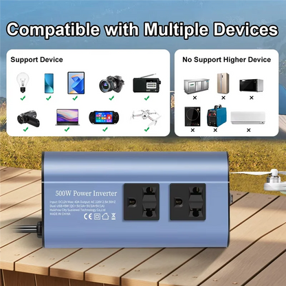 A69E500W Modified Wave Inverter 12V/24V To 220V Car Inverter Converter Modified Wave Inverter Portable Automotive Charger Invert