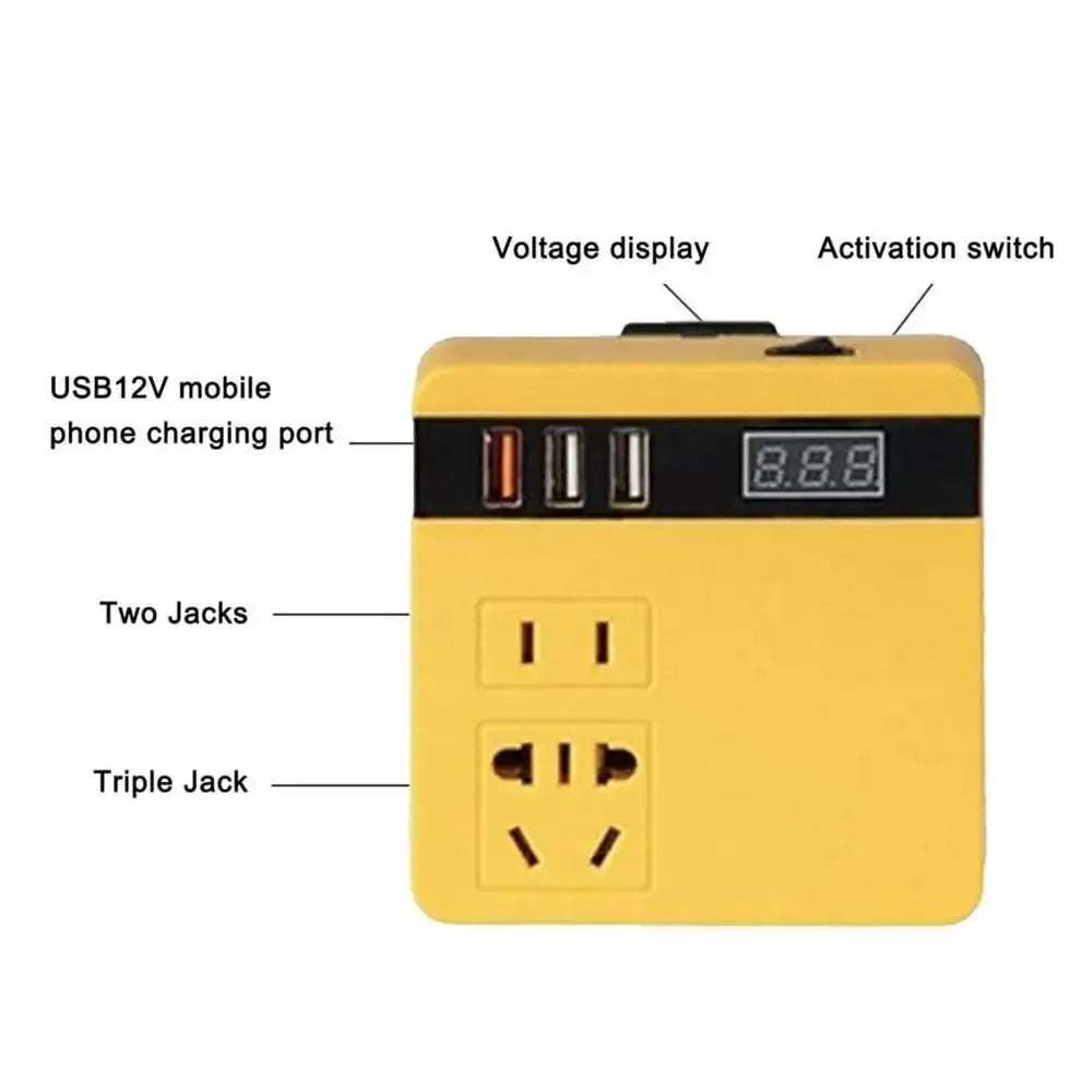 1Pcs 18V 20V To 220V Battery Inverter Dual Plug 120W Smart Transformer Household Multifunctional Outdoor Work Inverter