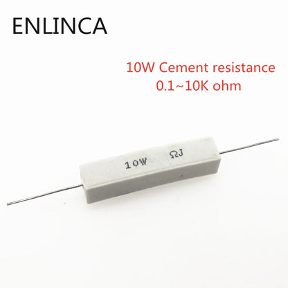 10pcs 5W 10W BPR56 ceramic resistors 0.1 ~ 10k ohm 0.33R 1R 10R 100R 0.22 0.33 1 10 100 1K 10K Cement resistence ohms