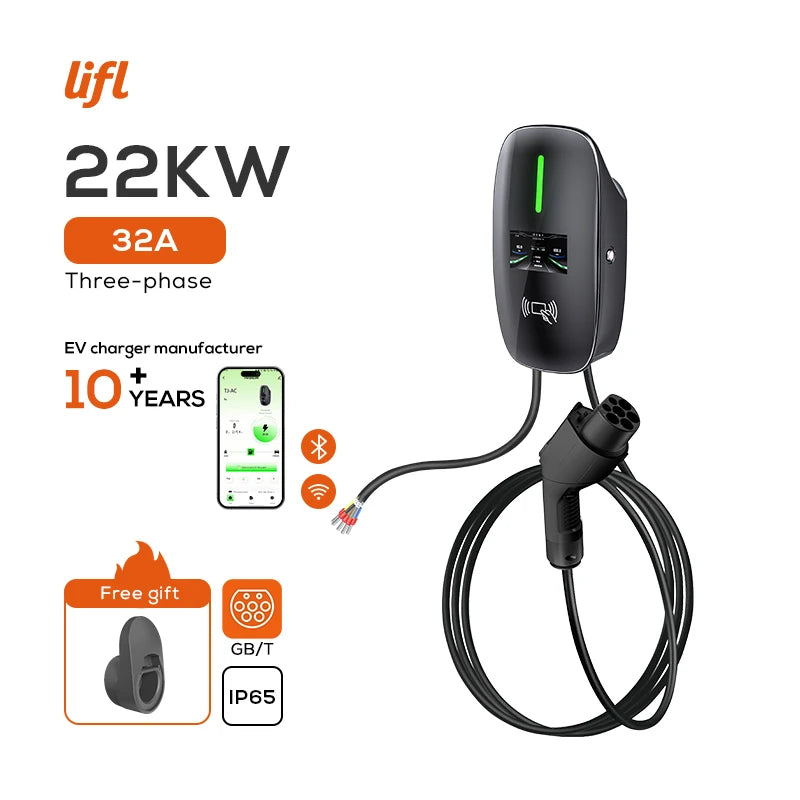 Lifl Electric Vehicle Wall Charger Fast Charging Station Type2 GBT for Electric Cars Wall-Mounted EV Charging Station